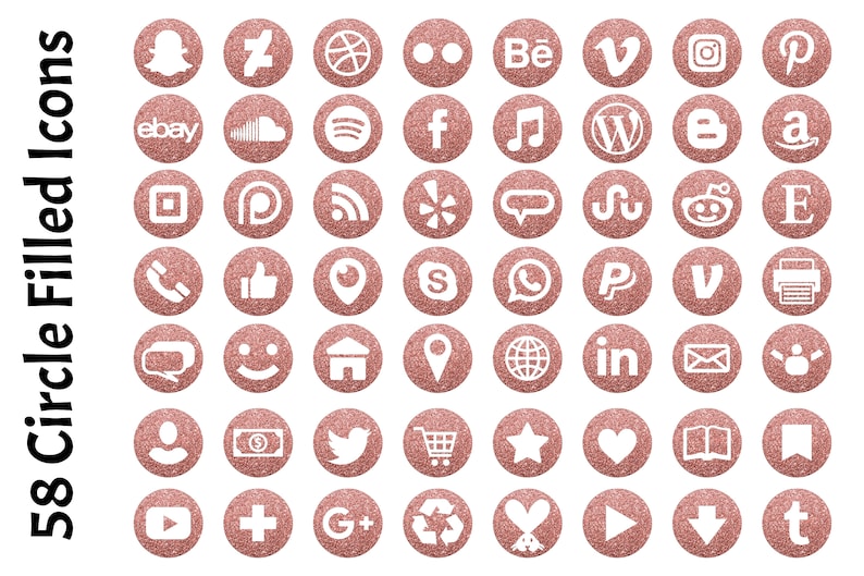 293 Rose Gold Glitter Social Media Icons branding kits and Instagram templates diy branding RGGB G25 Perfect for web design