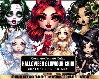 ChatGPT & DALL-E 3 AI Art Prompt Guide, 30 Halloween Chibi Girl  Chatgpt prompts, For ebook template canva