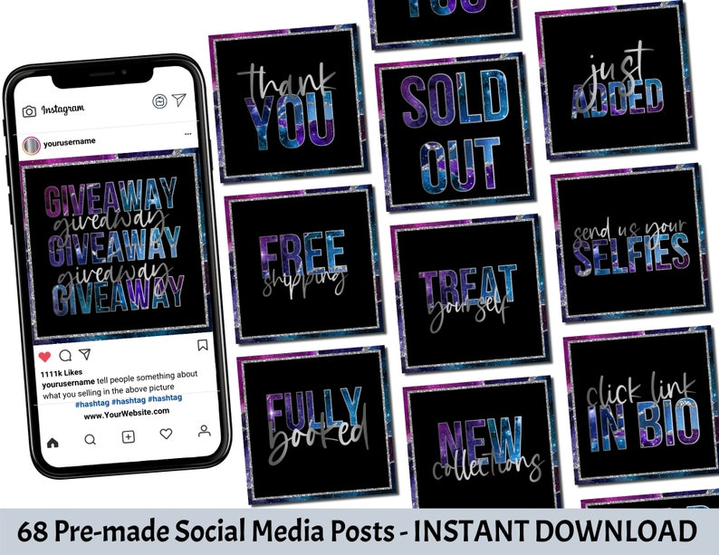 Instagram Posts Instant Access GASG A11 68 Ready to use Galaxy Agate Social Media Posts Sale Quotes NEW Boutique Social Media