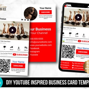 BIJGEWERKT!!!! Canva-sjabloon voor zelfgemaakt YouTube-kanaalprofiel visitekaartjes. Digitaal visitekaartjeontwerp. Ontwerpen voor- en achterkant. Directe toegang