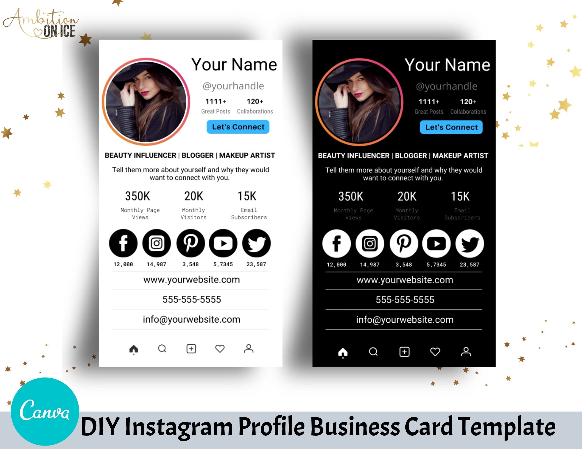 DIY Instagram Profile Business Cards Canva Template. Business Etsy