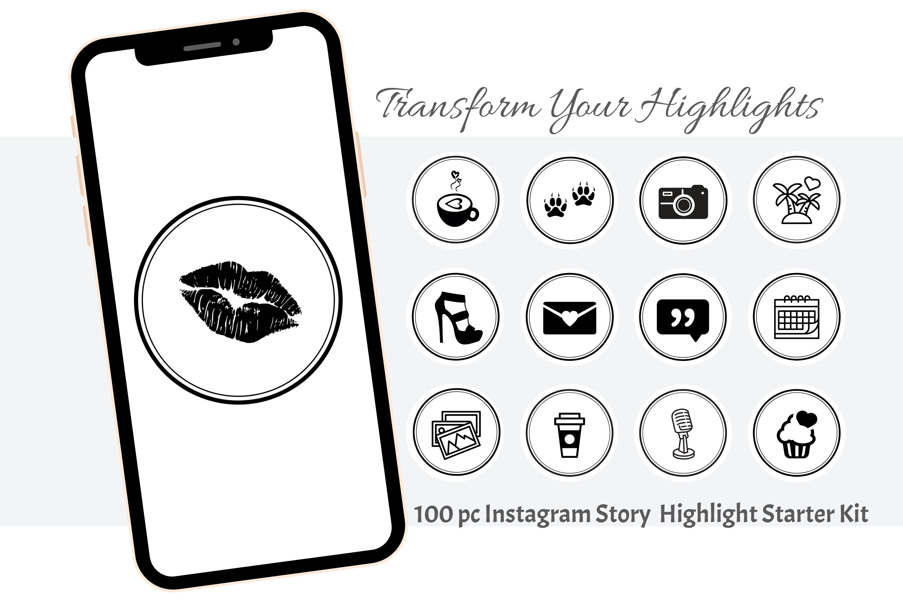 100 Black Instagram Story Highlight Icons Instagram Stories Etsy