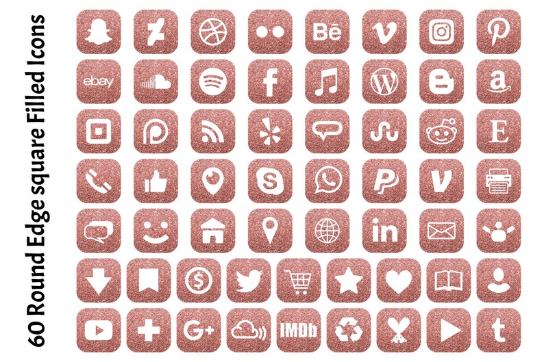 293 Rose Gold Glitter Social Media Icons branding kits and Instagram templates diy branding RGGB G25 Perfect for web design