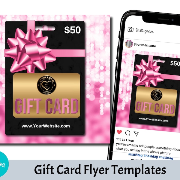 DIY Social Media Flyer, Gift Card Flyer Canva Template, Boutique Promotional Graphic. Instant Access.