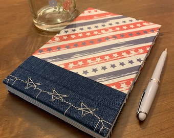 Stars and Stripes - Hardcover, handgefertigt, japanisches gebundenes Journal