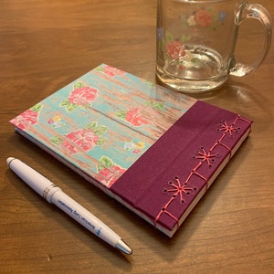 Country Roses - Hardcover, handgemacht, japanisches gebundenes Journal, liniertes Papier