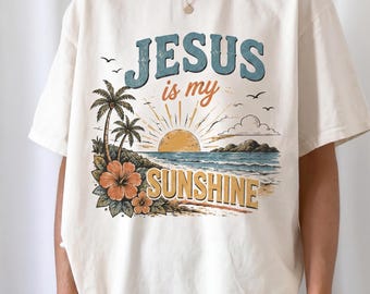 Chemise chrétienne d'été, t-shirt Jésus est mon soleil, chemise foi de plage pour femme, t-shirt religieux vacances côtières, cadeau pour amoureux de Jésus