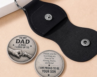 Câlin de poche à mon père, cadeau fête des pères, cadeau fils à papa, cadeau fils fier pour papa, porte-clés souvenir gravé