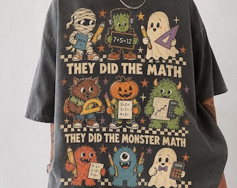 90s Retro They Did The Monster Math Comfort Colors Shirt, Vintage Halloween Teacher Shirt, Spooky Classroom Tee,Math Teacher Halloween Shirt