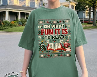 Funny Teacher Christmas Reading Comfort Colors Shirt, book lover holiday tee, Bookish gift, ugly christmas shirt