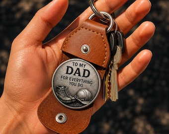 Porte-clés personnalisé pour papa, cadeau en cuir pour papa, cadeau de fête des pères pour papa, souvenir de remerciement pour papa, cadeau câlin de poche de la part de son fils et de sa fille