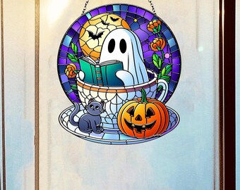 Monstera Leaves Bookish Acrylic Window Hanging, Plant Book Suncatcher