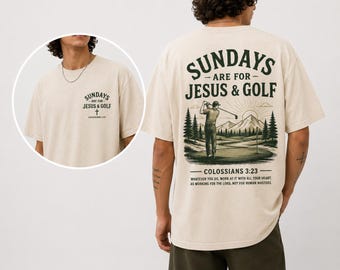 Les dimanches sont pour Jésus et chemise de golf, chemise de golf chrétienne pour homme, t-shirt de golfeur confessionnel, chemise religieuse de papa de golf, cadeau de golf pour la fête des pères