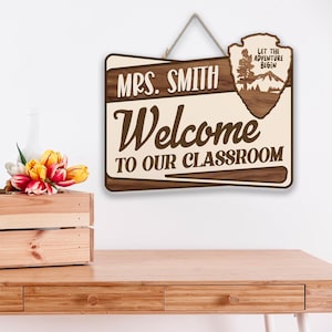 Personalized Teacher 3D Door Hanger, National Park Teacher Sign, Classroom Adventure Decor, Teacher Door Sign, Custom Teacher Name Gift