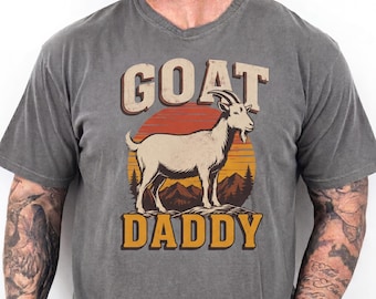 T-shirt graphique drôle de papa de chèvre, chemise de papa de ferme rétro, cadeau d'amant de chèvre pour lui, t-shirt de papa de country Western