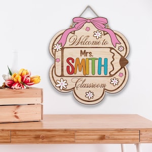 Personalized Teacher Door Sign, Back To School Teacher Gifts, Custom Teacher Door Hanger, Teacher Name Sign, Welcome Sign, Classroom Decor