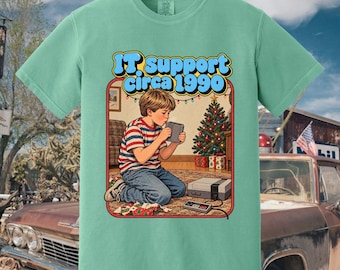 IT Support Circa 1990 Shirt, Funny Retro Gaming Tee, 90s Christmas Gamer Shirt, Vintage Video Game Gift for Dad or Husband