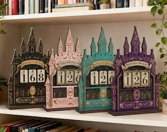 Personalized Reading Tracker Sign, Custom Books Read This Year Counter, Wooden Bookshelf Decor, Book Lover Library Sign