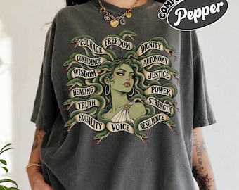 Comfort Colors Medusa Greek Mythology shirt, Feminist Snake Goddess Crewneck, Womens Rights Empowerment, Gothic Halloween Gift for Her