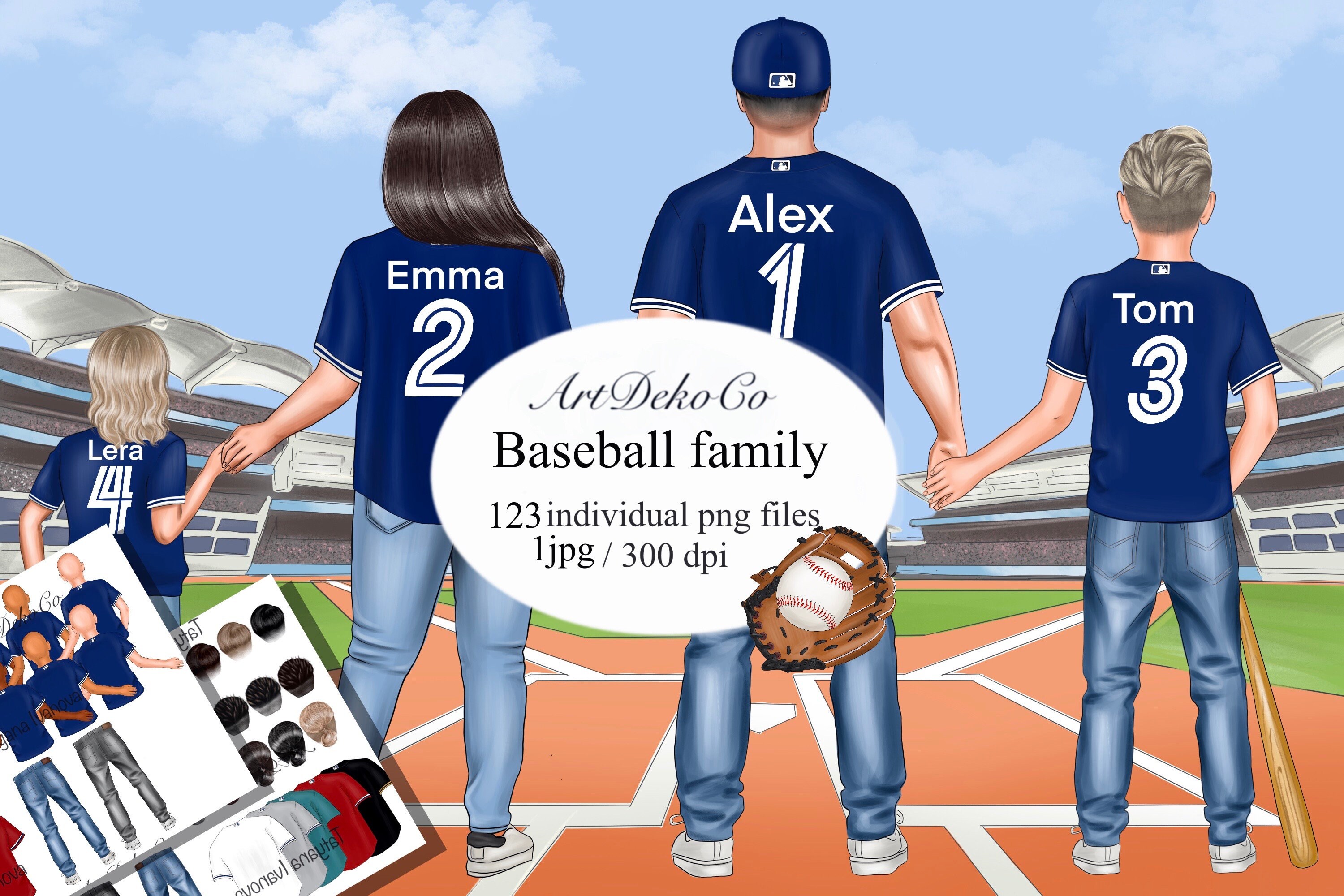 Baseball clipart customized clipart family clipart Etsy