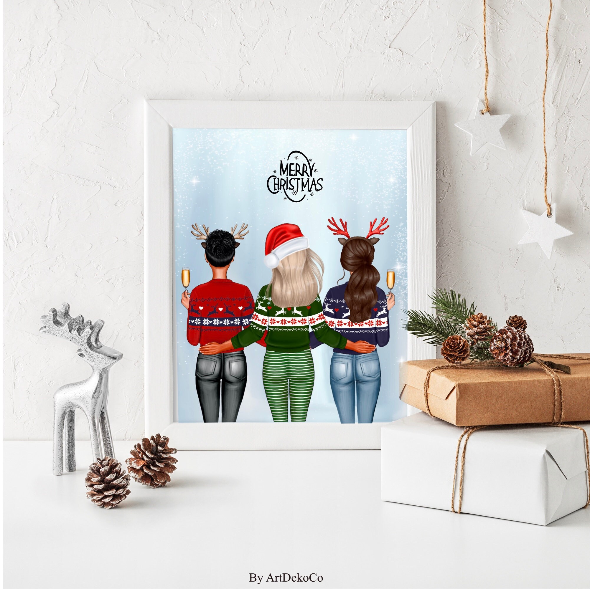 Christmas Best Friends Clipart Besties Clipart | Etsy