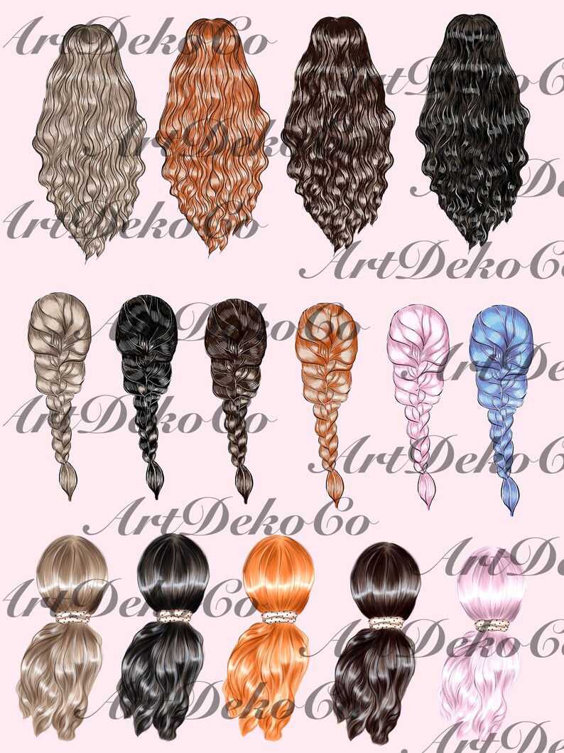 Hair clip art DIGITAL DOWNLOAD Hair set ClipArt Custom Etsy