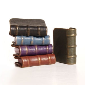 Set of 3 mini books, tiny leather journals for dolls