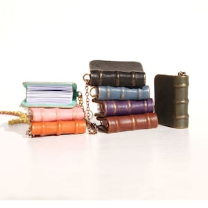 Miniature leather journal, book necklase, mini book pendant