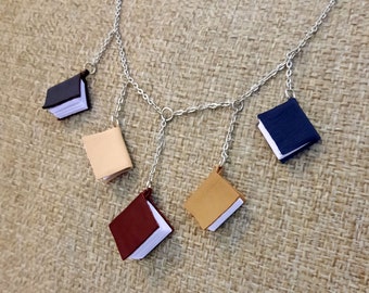 Miniature books necklace, Mini books, Tiny journal,  Book lover gift