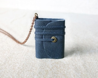 Handmade mini journal,  book neklace, mini book pendant