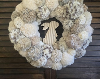 Corona de pompones neutra "Tarde de Mojave"