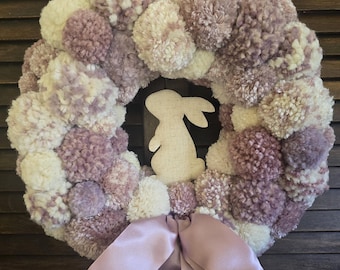 Corona de pompones lavanda "Bollo de crema parisino"