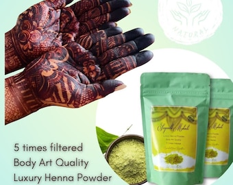Envío gratis - 1 kg de polvo de henna 100% natural, tamizado 5 veces para tatuajes corporales, de Sugandh Mehndi.