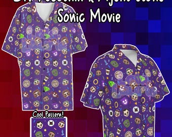 Stobotnik Button Down Shirt – Dr. Robotnik & Agent Stone Print Eggman Apparel Sonic Movie Inspired