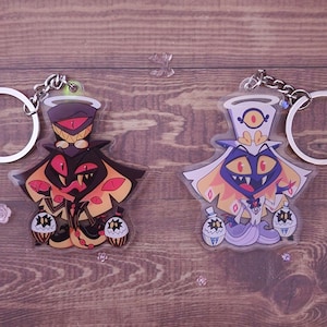 Acrylic Keychain Sir Pentious Hazbin Hotel Double sided 2.5 in double boarded steel keyring topper