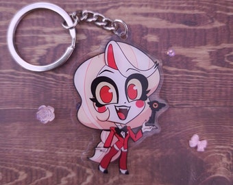 Acrylic Keychain Charlie Hazbin Hotel Double sided 2.5 in double boarded steel keyring topper
