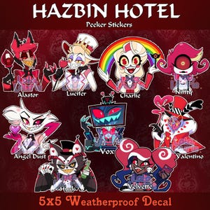 Hazbin Hotel 5x5 Naklejki samochodowe odporne na warunki atmosferyczne, pełny wybór