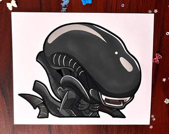 Alien Xenomorph Car Peeker - Alien Sci Fi Franchise Cute Chibi Sunproof Waterproof Decal for Fans
