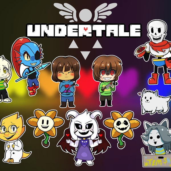 Undertale Print 17 x 11 Sans, Asriel, Flowey, Papyrus, Toriel, Asgore, Undyne, Temmie, Napstablook, Mettaton, Toby Fox