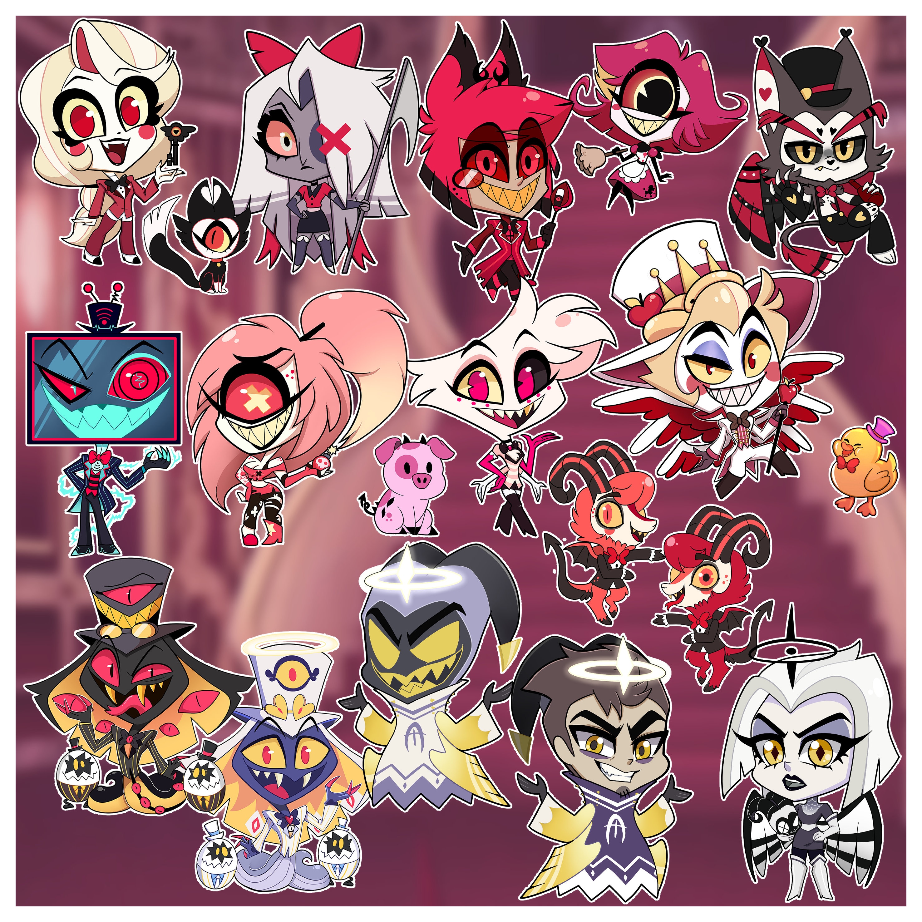 Hazbin Hotel Complete 18 Character Sticker Set - Etsy
