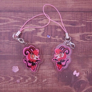 Acrylic Keychain Razzle Dazzle Hazbin Hotel Double sided 1 in double boarded pink phone strap