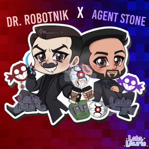 acryliques Stobotnik | 2,7 pouces recto-verso, double panneau | Dr. Ivo Robotnik & Agent Stone | Fan Art Sonic Movie