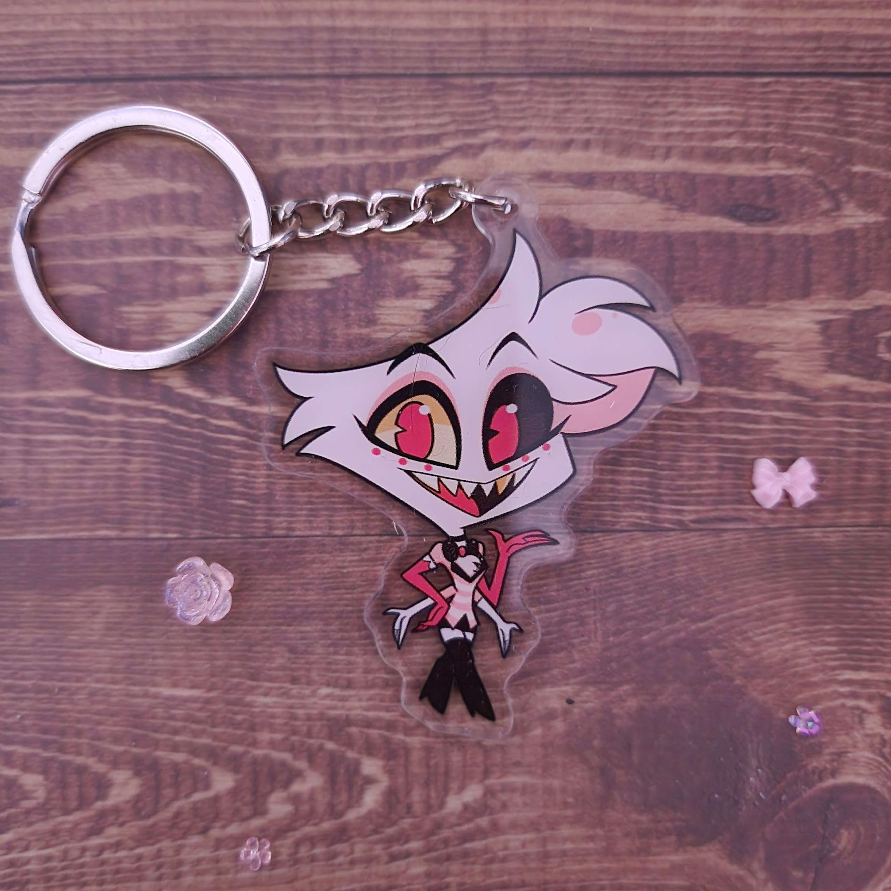 Acrylic Keychain Angel Dust Hazbin Hotel Double Sided 2.5 in