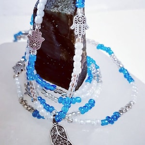 Happyness Hamsa Waist Beads,  Weight Loss beads, Belly Beads, Stretchy Waistbeads with clasp, Gift for Her