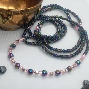 Hematite Crystal Waist Beads, Stretch waist beads with screw clasp, Belly Chain, Custom Waist beads, Self Care
