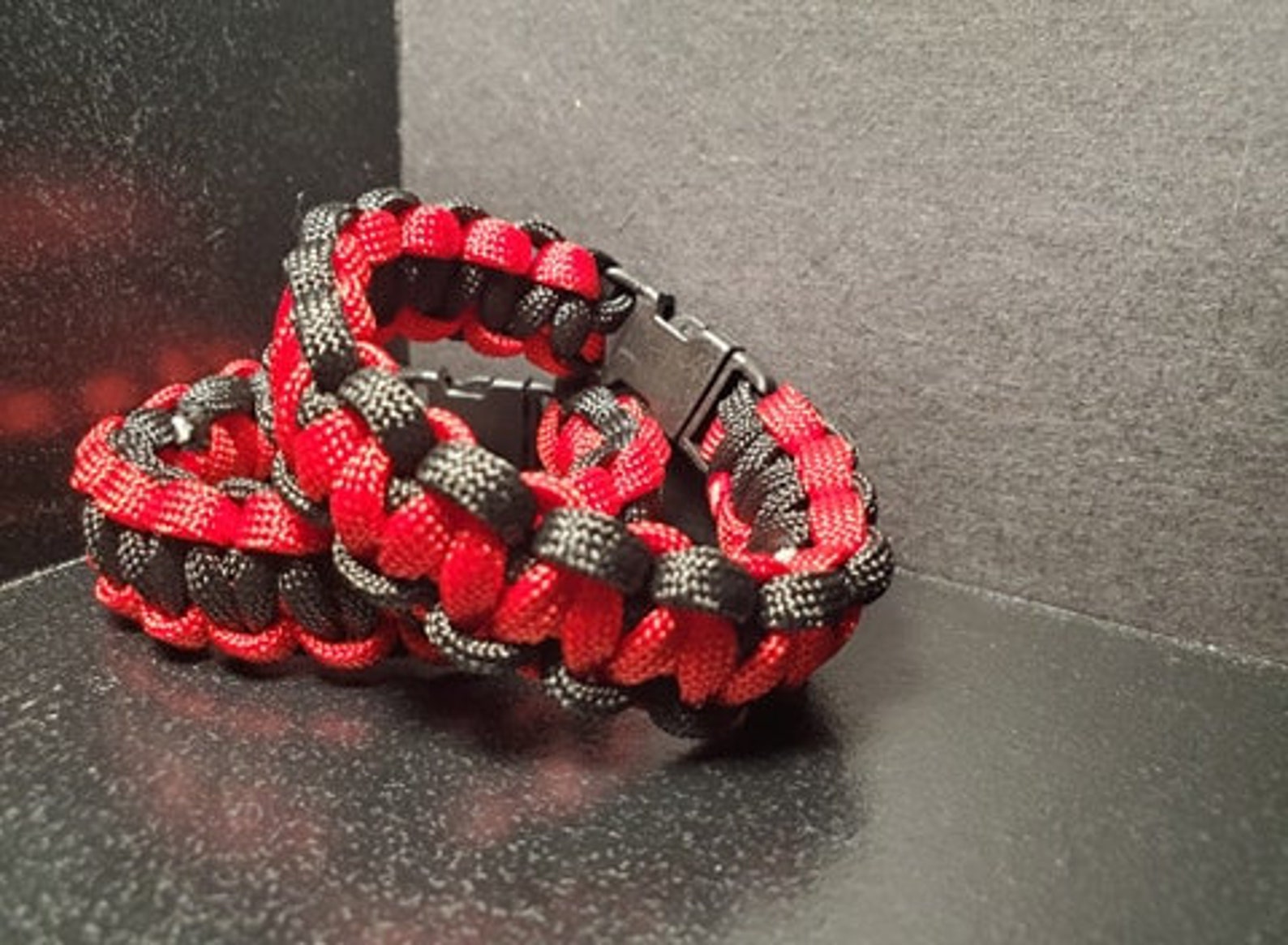 Red and Black Paracord bracelet set 2 | Etsy