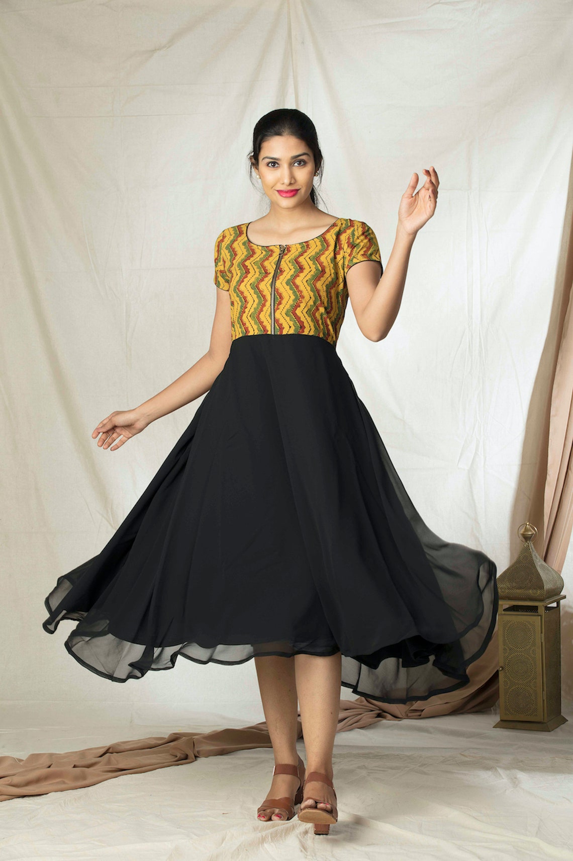 ajrakh gown