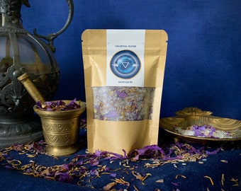 Sales de baño de agua celestial - Infusión de loto azul orgánico - AlchemicalPhoenixKitchen