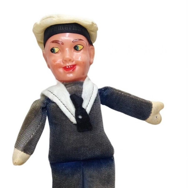 Nora Wellings Jolly Boy Antique Blue Velvet Sailor 1950s Rare Doll