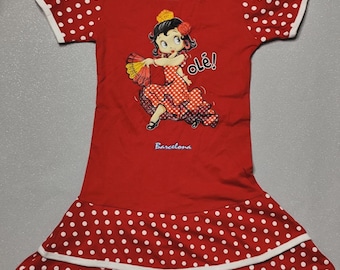 Vintage Betty Boop Dress: Red Polka Dot, Girls Size 5/6